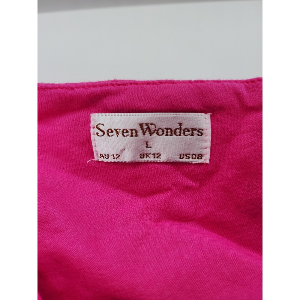 Seven Wonders Hot Pink One Shoulder Ruffle Cotton Top L US 8 - Picture 2 of 7